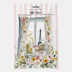 Cooking with a view of the Eiffel Tower Kitchen Towel
