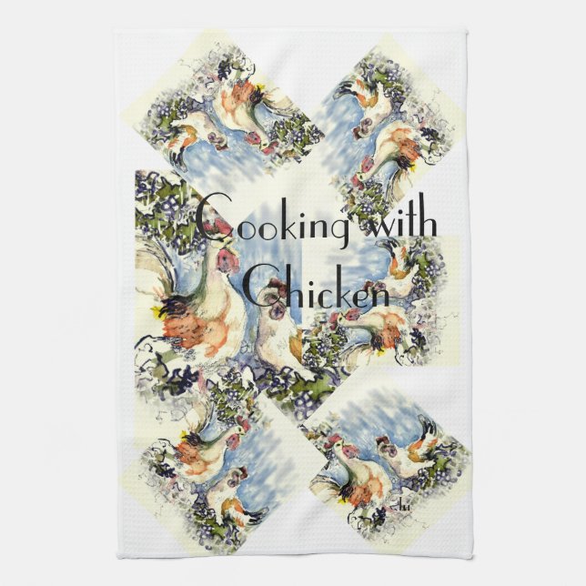 Cooking with Chicken Kitchen Towel (Vertical)