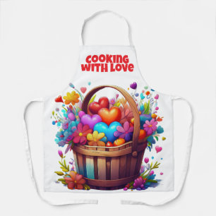 COOKING WITH LOVE All-Over Print Apron, Medium Apron