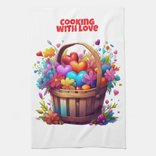 COOKING WITH LOVE All-Over Print Apron, Medium Kitchen Towel