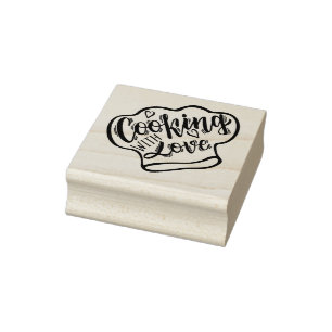 Cooking with Love Chef's Hat Rubber Stamp