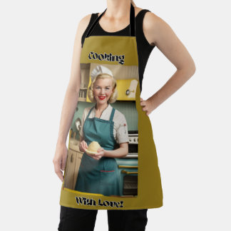 Cooking With Love Olive Adult Apron Black Straps