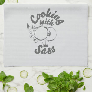 cooking with sass kitchen towel soft grey