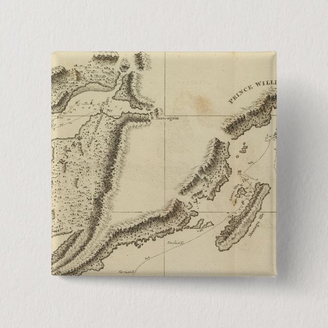 Cooks River, Alaska 2 Inch Square Button (Front)