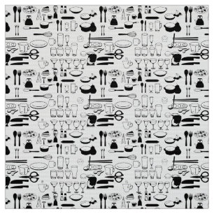 Cookware Kitchen Black White Fabric