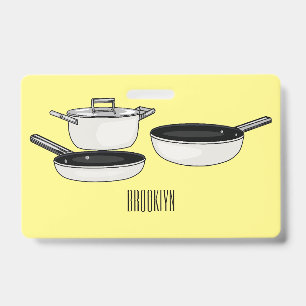 Cookware sets cartoon illustration badge