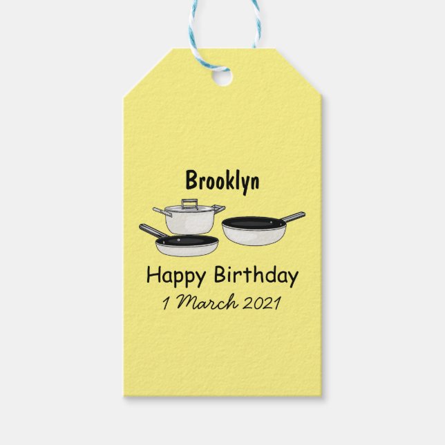 Cookware sets cartoon illustration gift tags (Front)