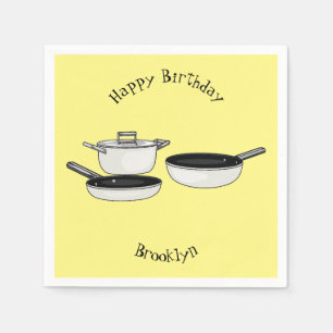 Cookware sets cartoon illustration napkin