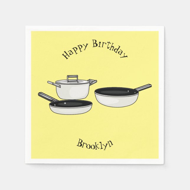 Cookware sets cartoon illustration napkin (Front)