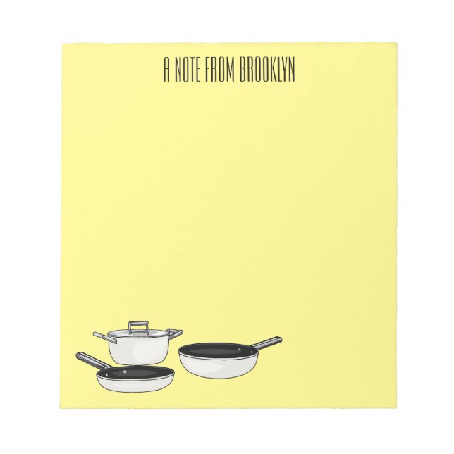 Cookware sets cartoon illustration notepad (Front)