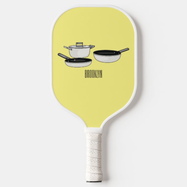 Cookware sets cartoon illustration pickleball paddle (Front)