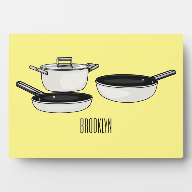 Cookware sets cartoon illustration plaque (Front)