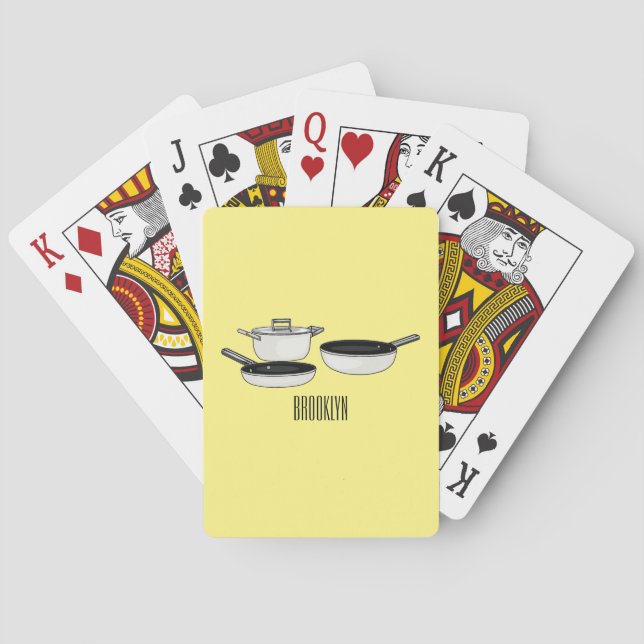 Cookware sets cartoon illustration playing cards (Back)