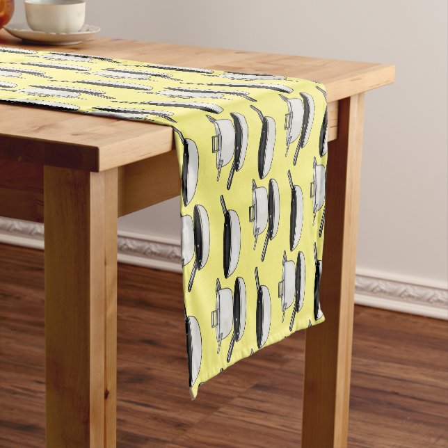 Cookware sets cartoon illustration short table runner (In Situ)