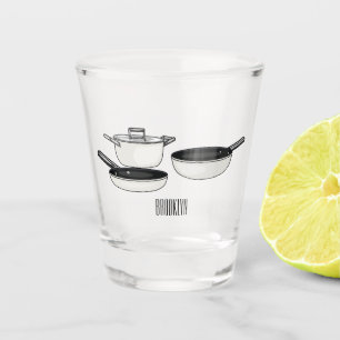 Cookware sets cartoon illustration shot glass