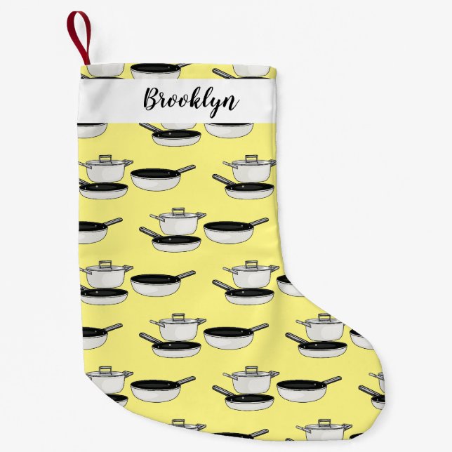 Cookware sets cartoon illustration small christmas stocking (Front)