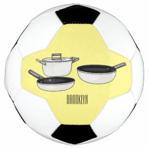 Cookware sets cartoon illustration soccer ball