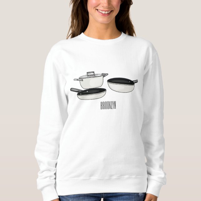 Cookware sets cartoon illustration sweatshirt (Front)