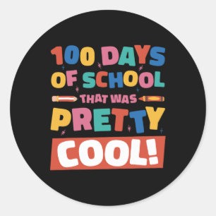 Cool 100 Days Of School 100th Day Students Boys Gi Classic Round Sticker