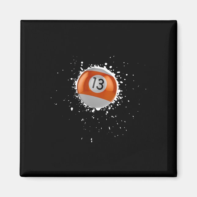 Cool 13-ball Thirteen Pool Billiards Paint Splatte Magnet (Front)