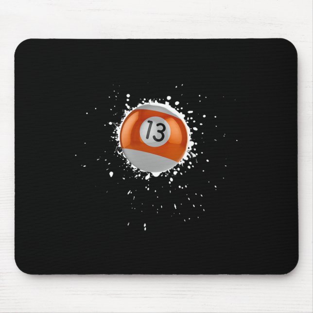 Cool 13-ball Thirteen Pool Billiards Paint Splatte Mouse Pad (Front)