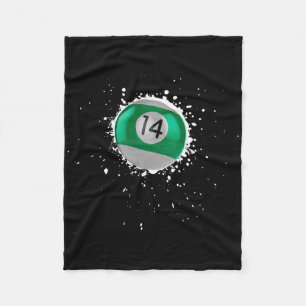 Cool 14-ball Fourteen Pool Billiards Paint Splatte Fleece Blanket