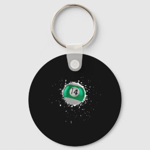 Cool 14-ball Fourteen Pool Billiards Paint Splatte Keychain