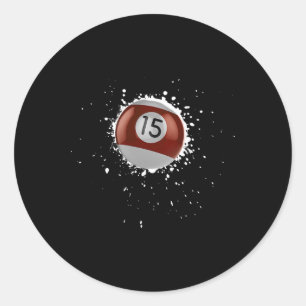 Cool 15-ball Fifteen Pool Billiards Paint Splatter Classic Round Sticker