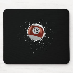 Cool 15-ball Fifteen Pool Billiards Paint Splatter Mouse Pad