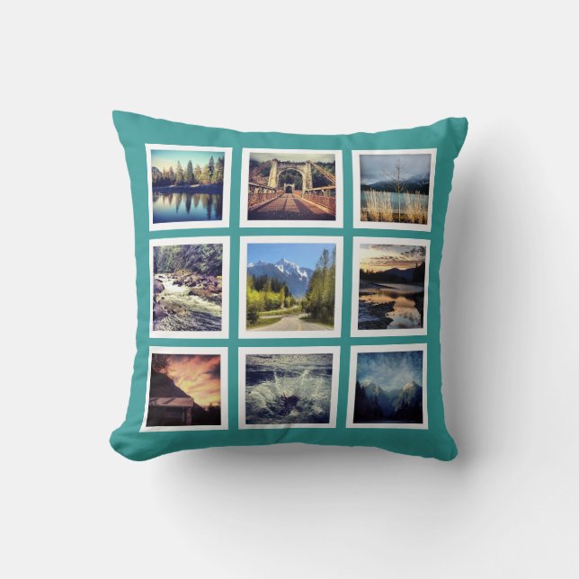 Cool 18 Instagram Photos Grid Custom Throw Pillow (Front)