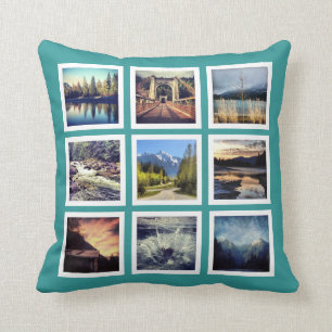 Cool 18 Instagram Photos Grid Custom Throw Pillow