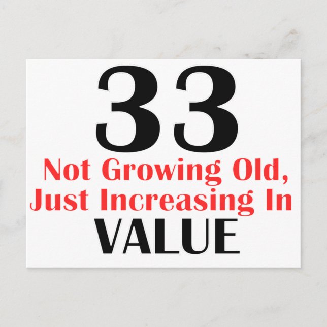 COOL 33 YEARS OLD BIRTHDAY DESIGNS POSTCARD (Front)