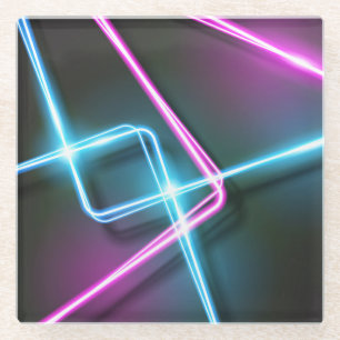 Cool 3-Dimentional Abstract Neon Lights Glass Coaster
