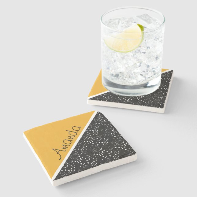 Cool 3 tone design personalized stone coaster (Side)