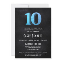 Cool 3D on Black 10th Birthday Party Invitation