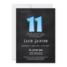Cool 3D sur Black 11th Birthday Party Invitation