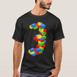 Cool 3rd Birthday Building Blocks 3 Years Old Boy  T-Shirt
