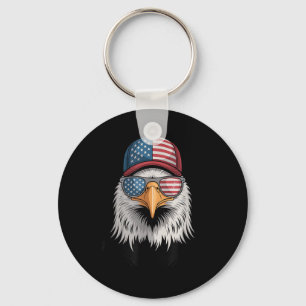 Cool 4th Of July Eagle Usa Flag Sungles Independen Keychain