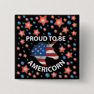 Cool 4th of July red, white and blue Americorn 2 Inch Square Button
