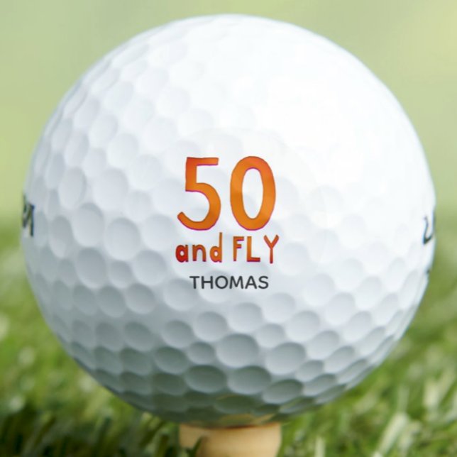 Cool 50th birthday simple red orange golf balls (Creator Uploaded)