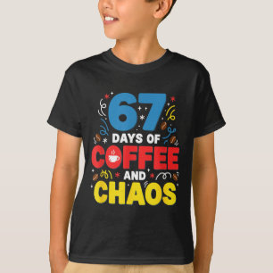 Cool 67 Days Of Coffee Teacher Retro Vibes School  T-Shirt