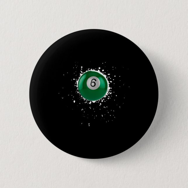 Cool 6-ball Six Pool Billiards Paint Splatter Bill 2 Inch Round Button (Front)