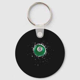 Cool 6-ball Six Pool Billiards Paint Splatter Bill Keychain