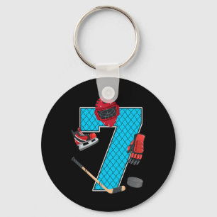 Cool 7 Ice Hockey 7th Birthday Party 7 Years Old Keychain