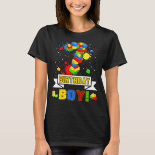 Cool 7th Birthday Building Blocks 7 Years Old Boys T-Shirt