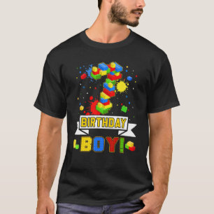 Cool 7th Birthday Building Blocks 7 Years Old Boys T-Shirt