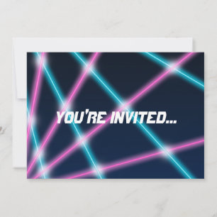 Cool 80s Laser Light Show Background Retro Neon Invitation