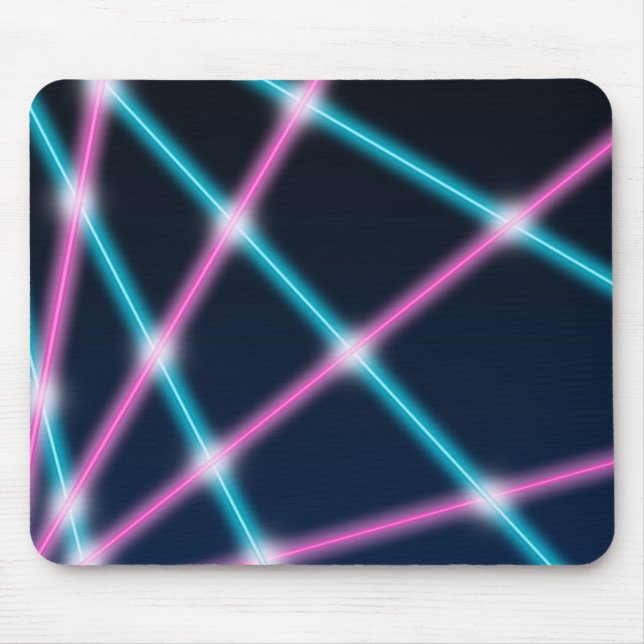 Cool 80s Laser Light Show Background Retro Neon Mouse Pad (Front)