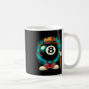 Cool 8 Ball Character Funny Billiards Coffee Mug