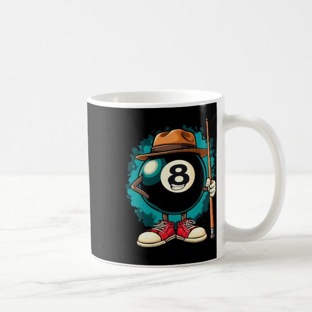 Cool 8 Ball Character Funny Billiards  Coffee Mug (Right)